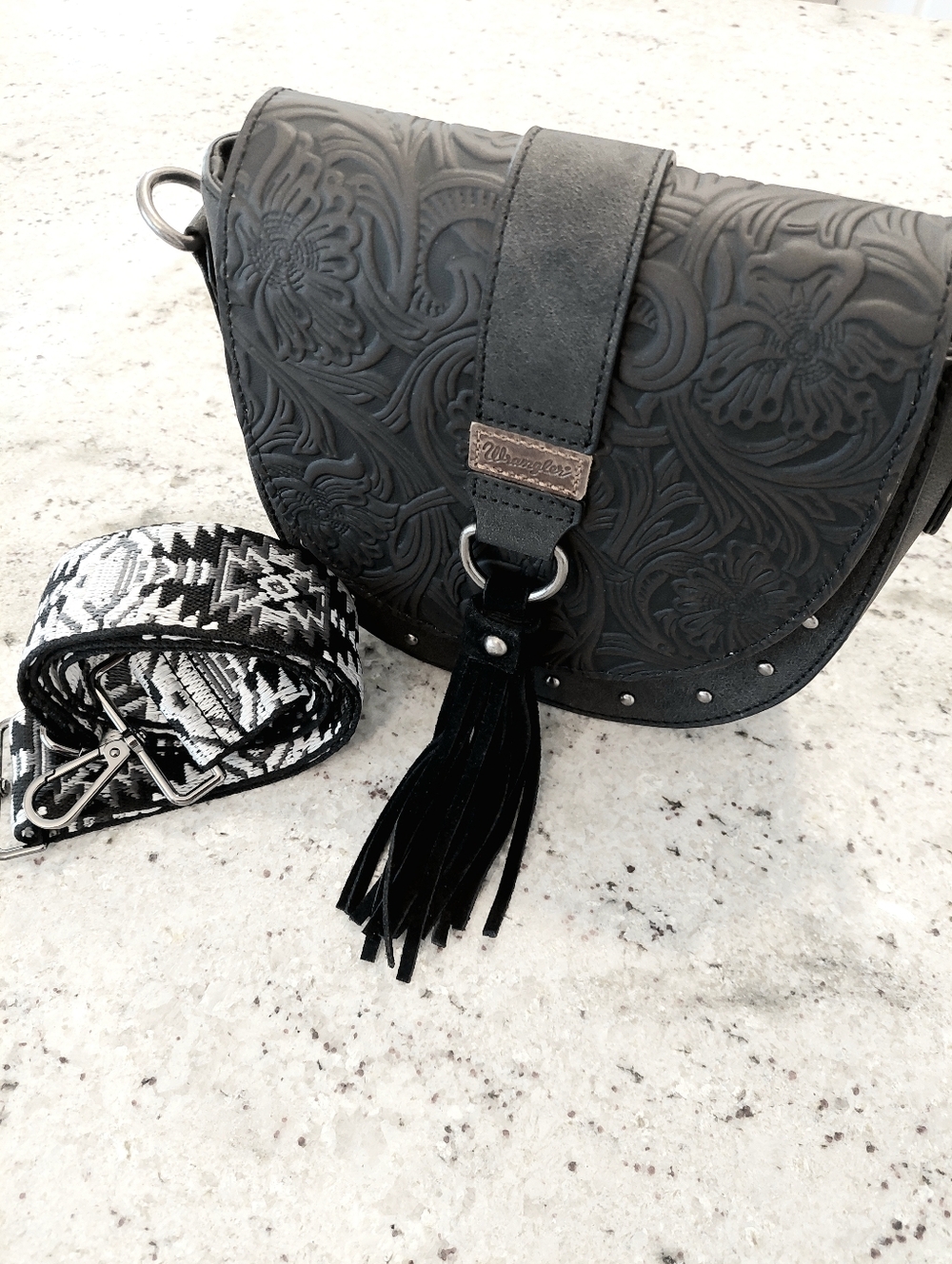 Wrangler Western Embossed Saddle Crossbody Bag - Picture 13 of 13